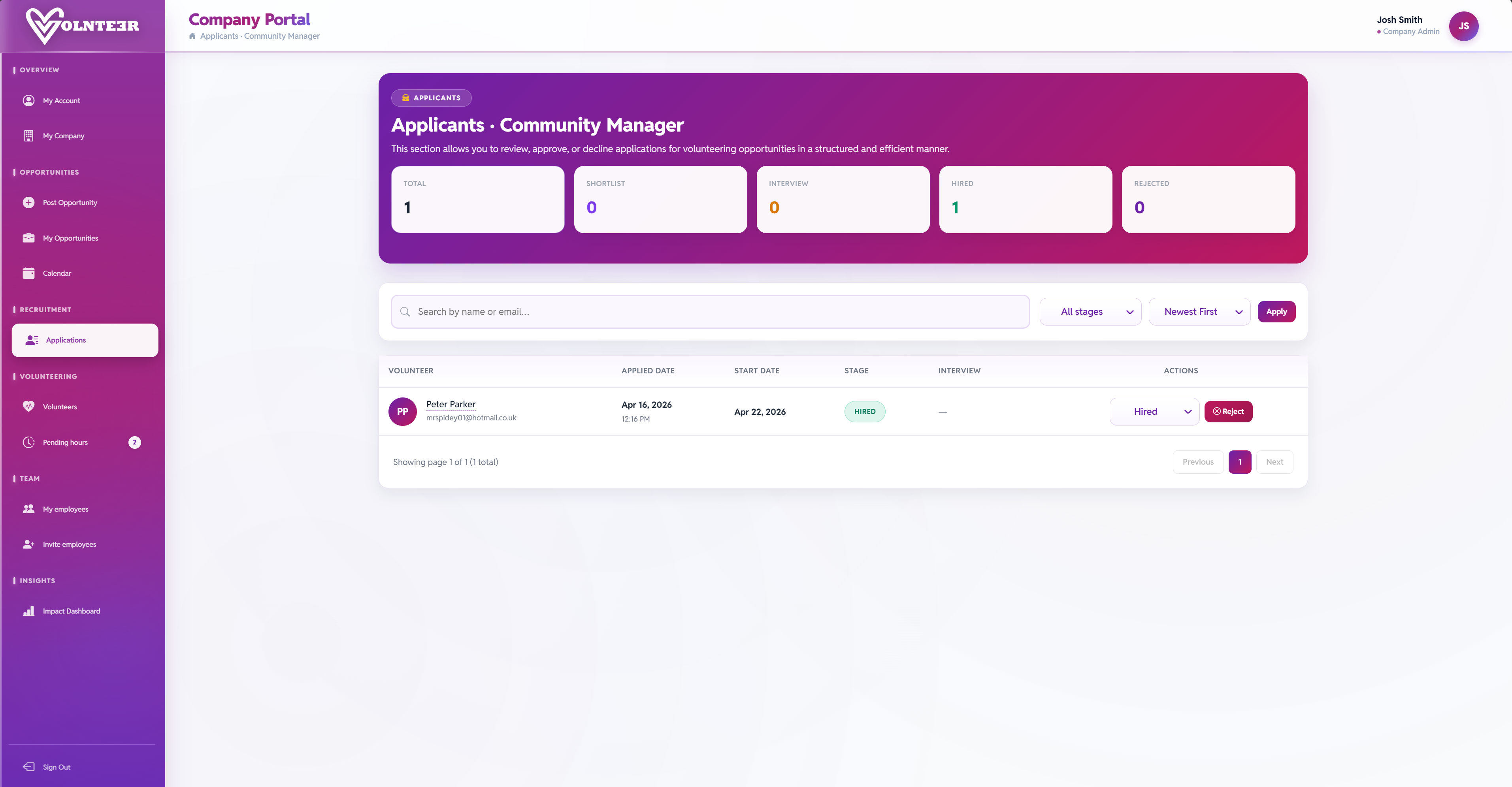 Applicant Tracking — product screenshot