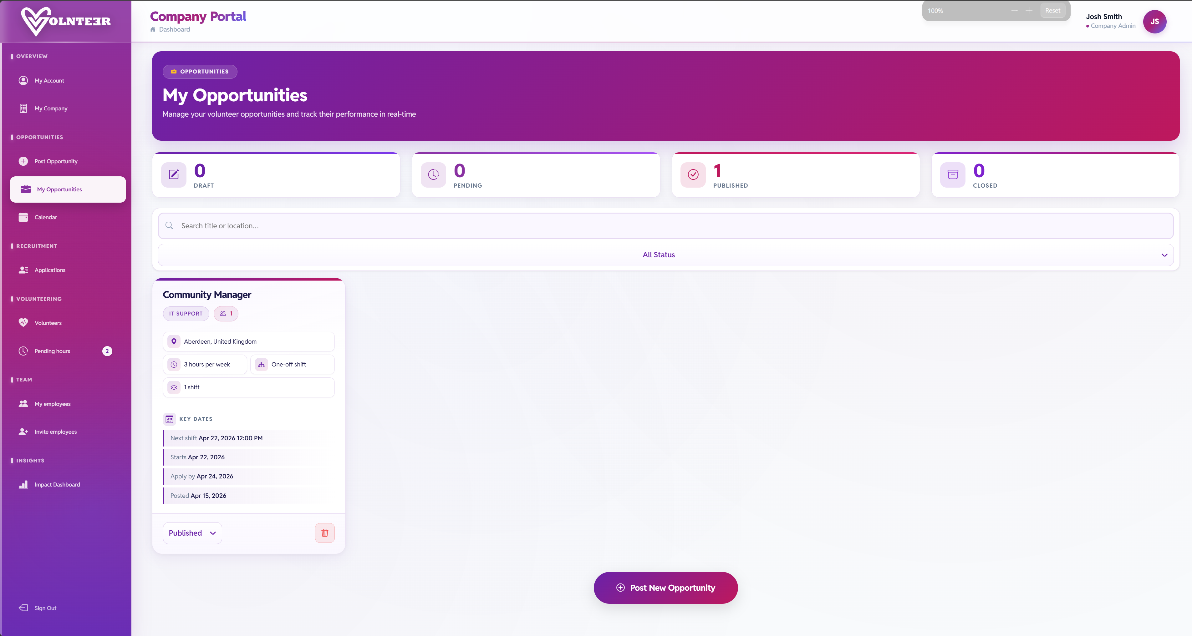 Opportunity Management — product screenshot