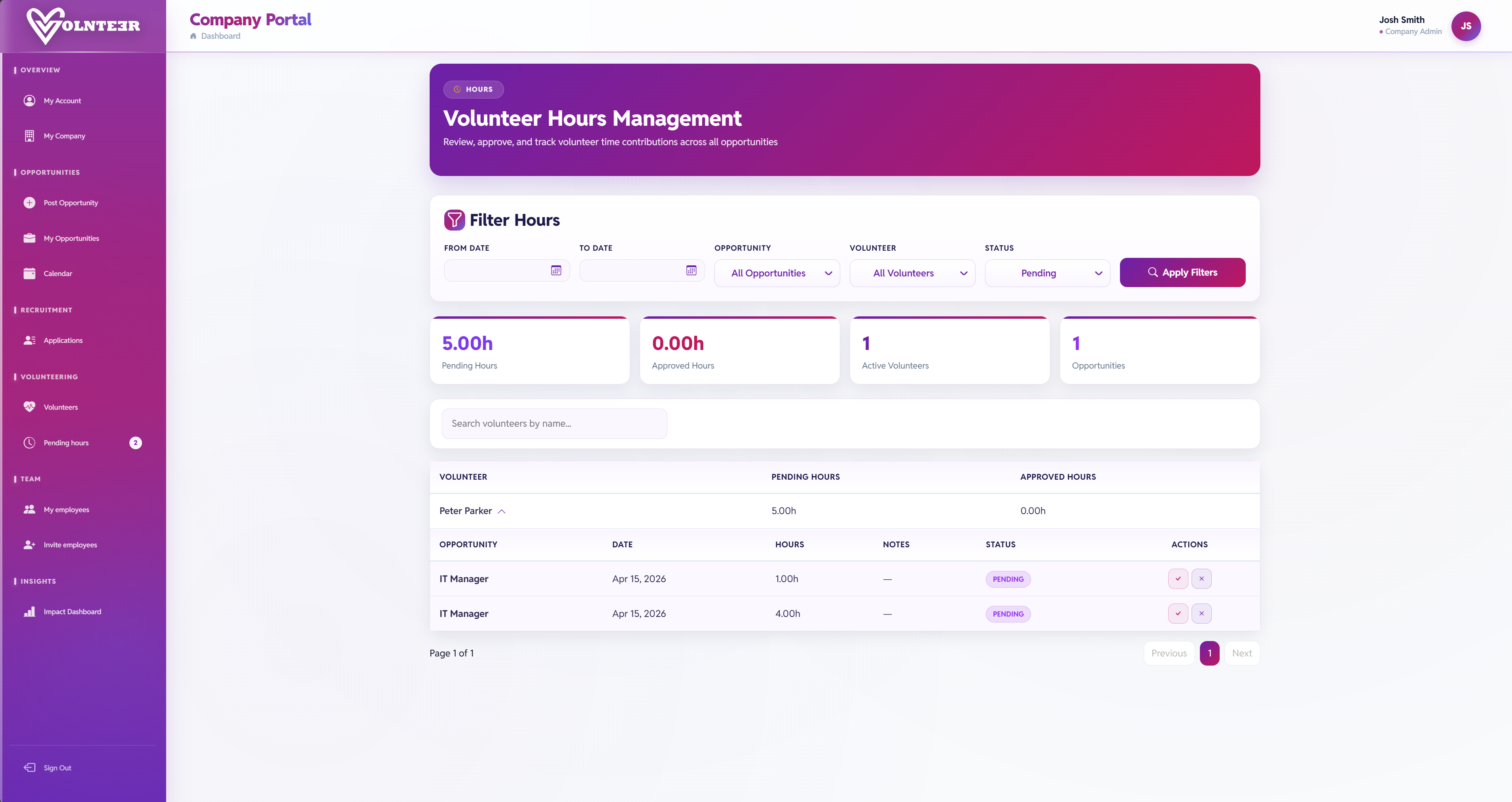 Hours Verification — product screenshot